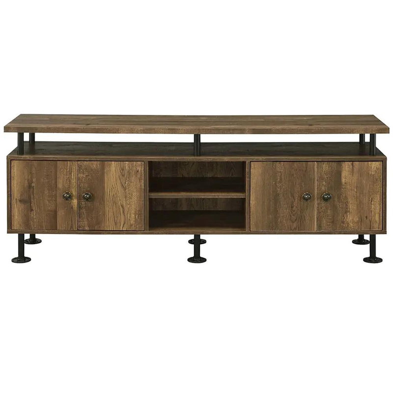Ensata II - TV Stand - Rustic Oak & Black by Unique Piece Furniture