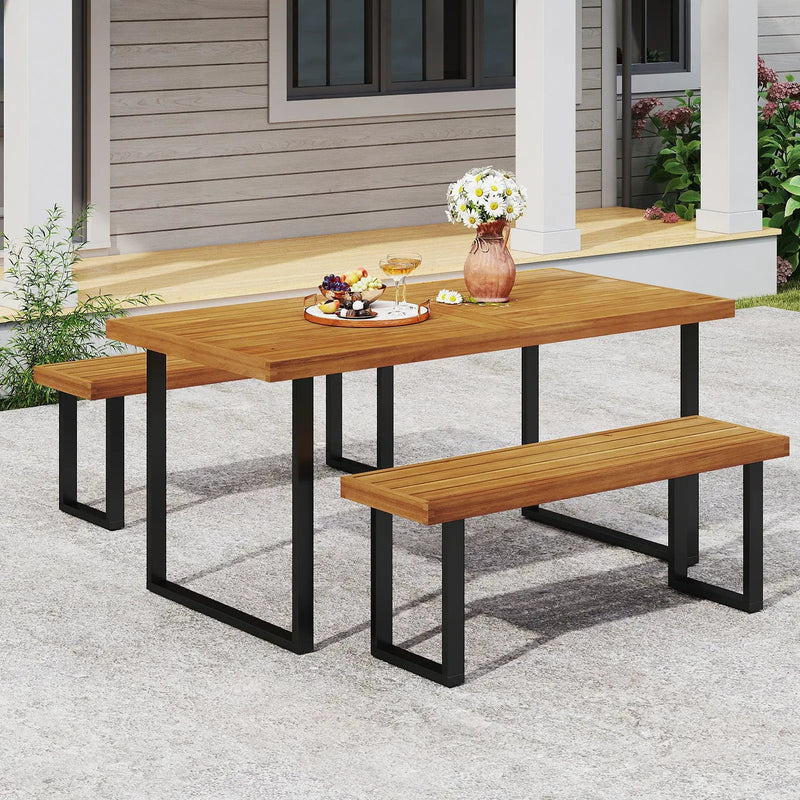 Acacia Wood Outdoor Bench 48 Inch Long Patio Dining Bench by DirectDeals