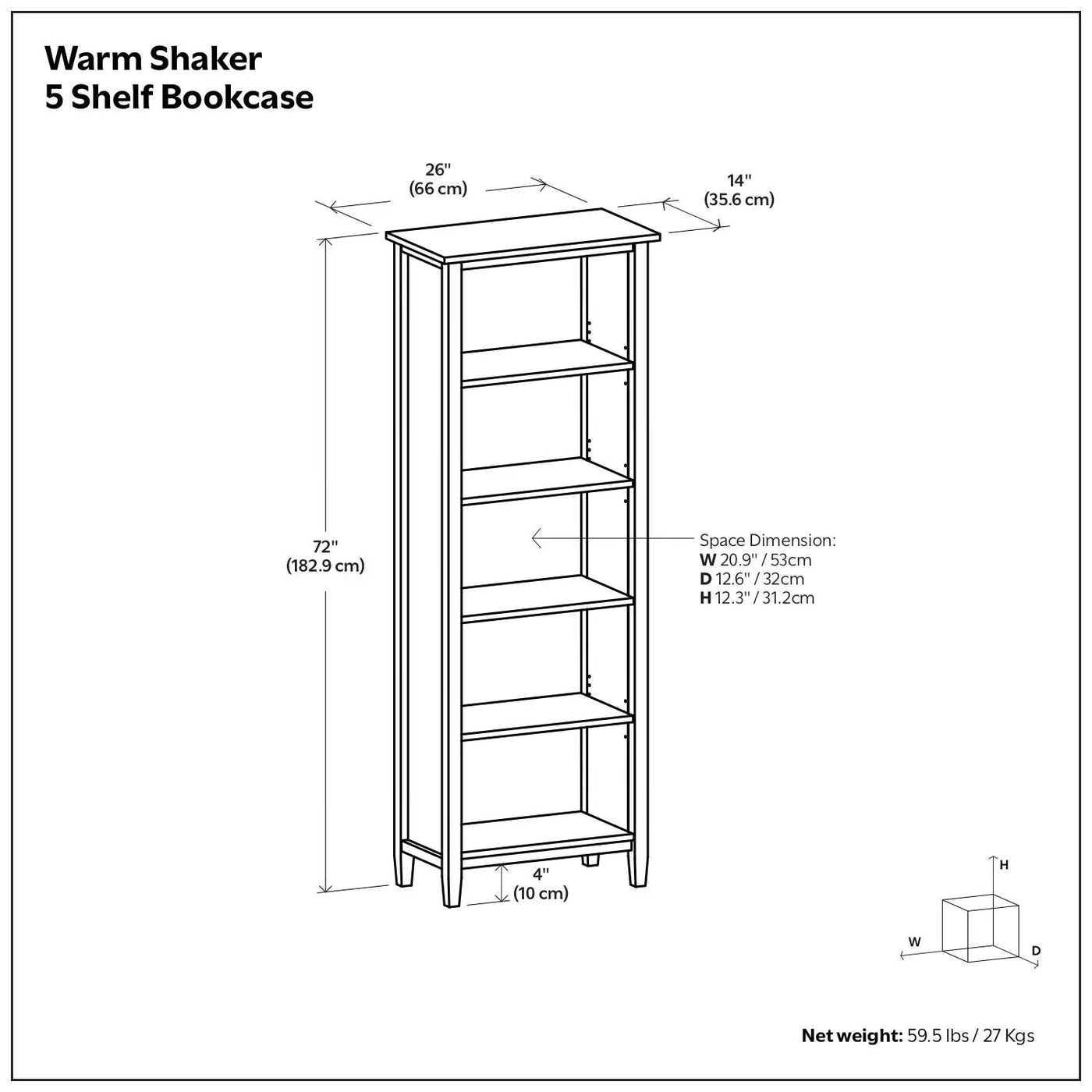 Warm Shaker - 5 Shelf Bookcase by Unique Piece Furniture