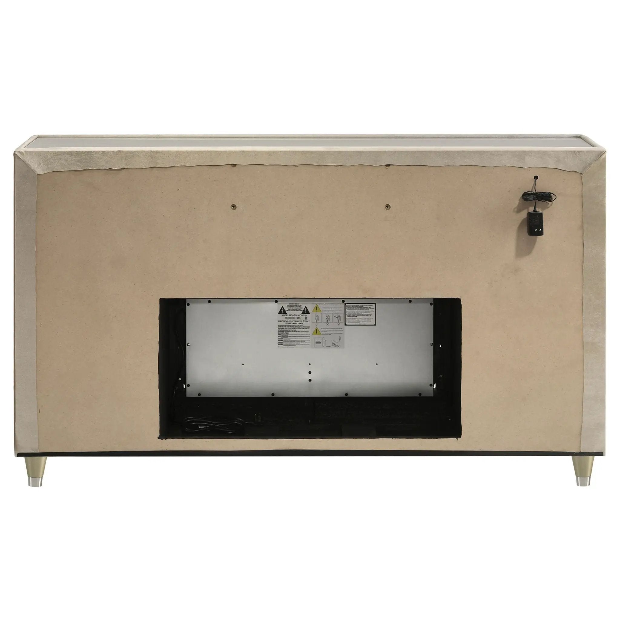 Lorient 8-drawer LED Bedroom Flame Box Dresser Ivory Camel by Unique Piece Furniture