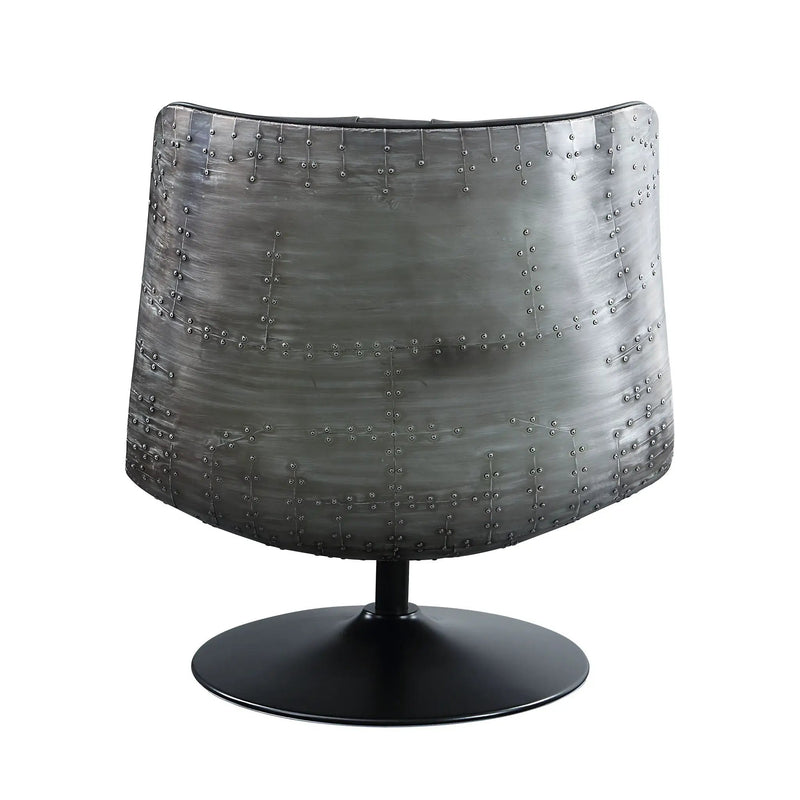 Piotr - Top Grain Leather Accent Chair With Swivel - Black by HouseOfZazla
