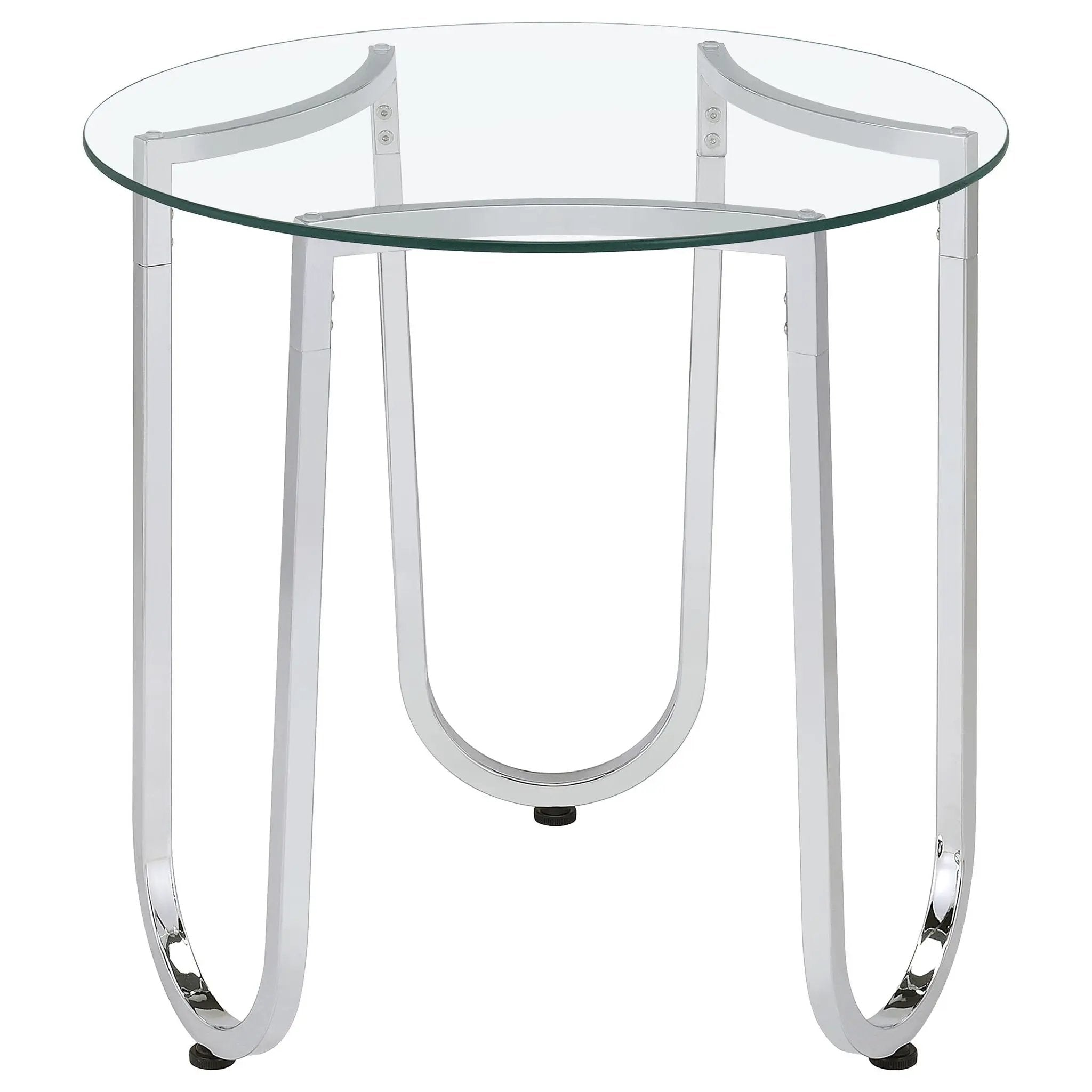 Beller 2-piece Round Tempered Glass Top Coffee Table Set Chrome by Unique Piece Furniture