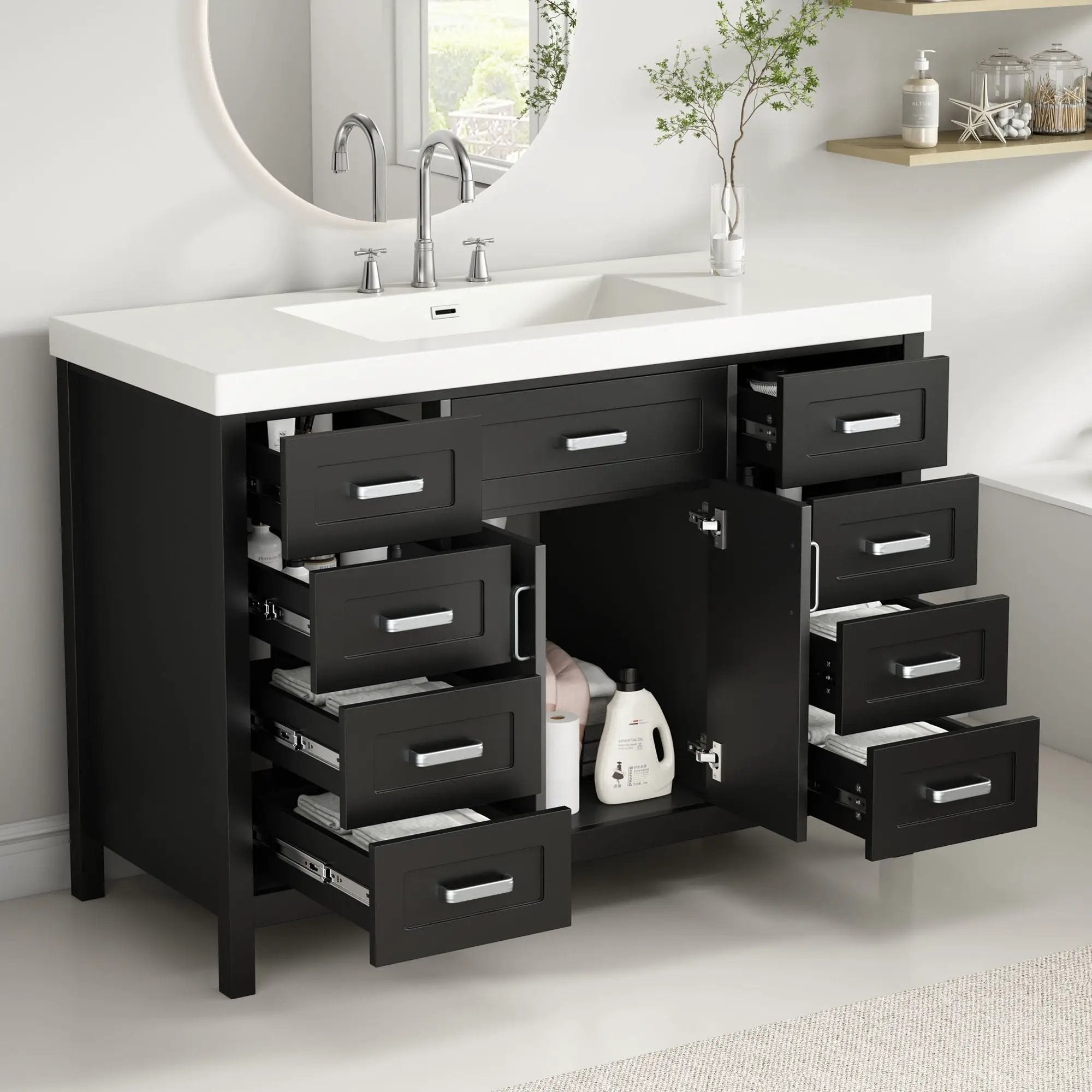 Bathroom Vanity With Sink, 2 Doors & 8 Drawers, Soft Close System by HouseOfZazla