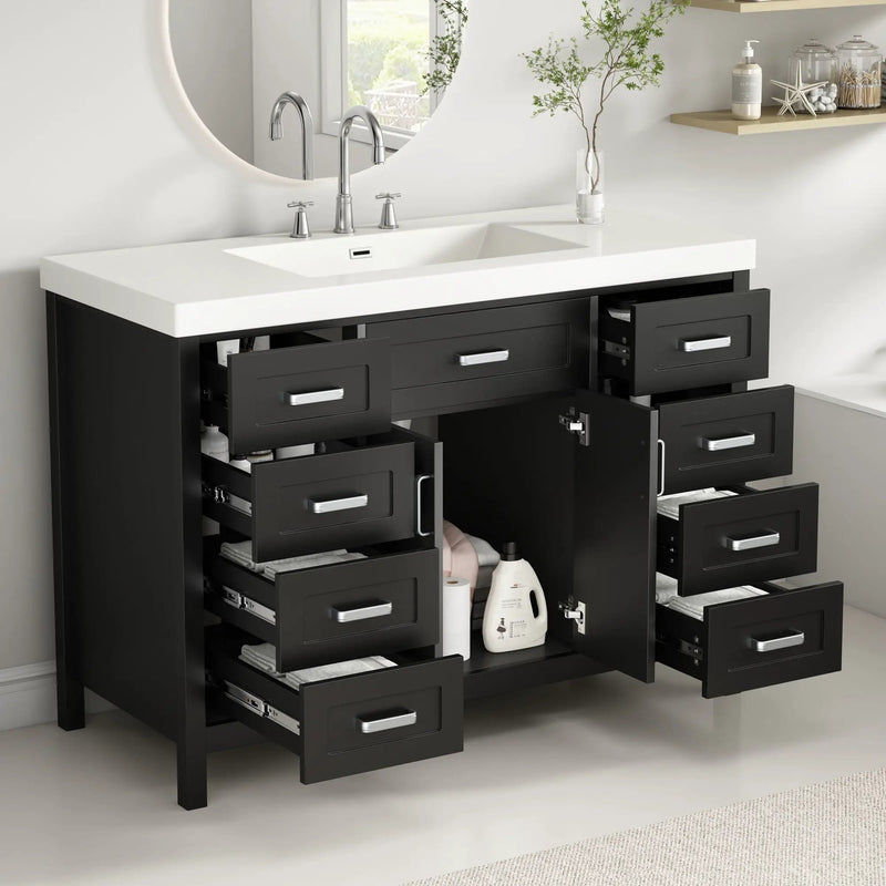 Bathroom Vanity With Sink, 2 Doors & 8 Drawers, Soft Close System by HouseOfZazla