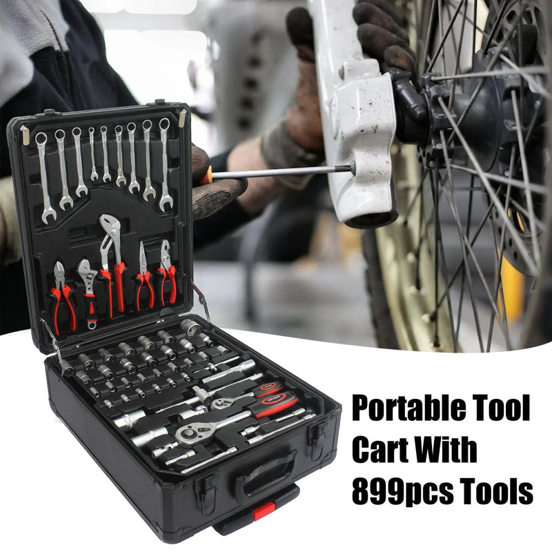 899 Piece Home Repair Tool Set With Rolling Plastic Toolbox, 4 Drawers, General Household Maintenance Kit by HouseOfZazla