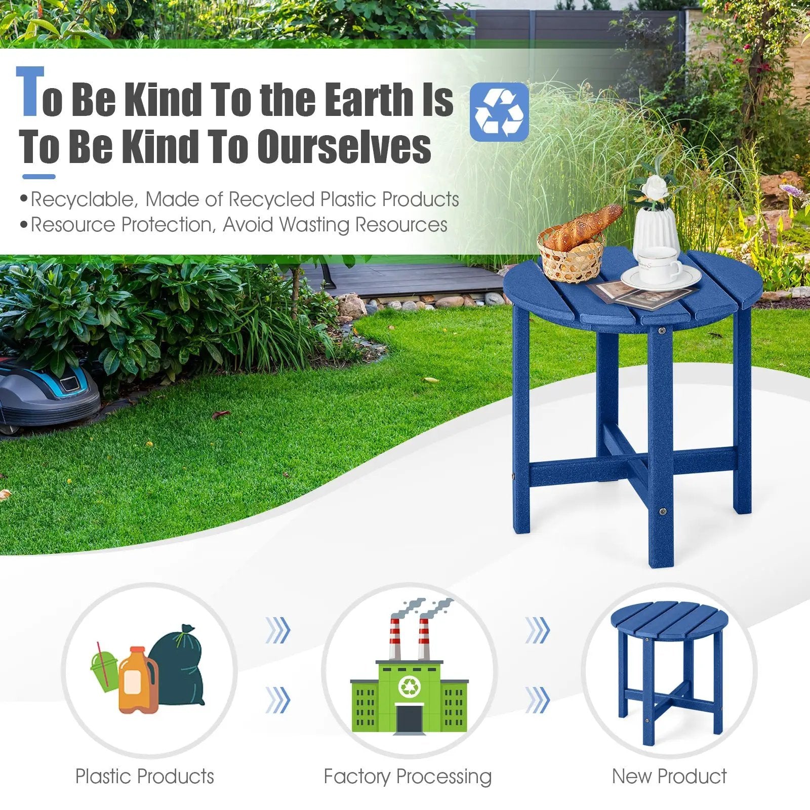 18 Inch Round Weather-Resistant Adirondack Side Table by DirectDeals