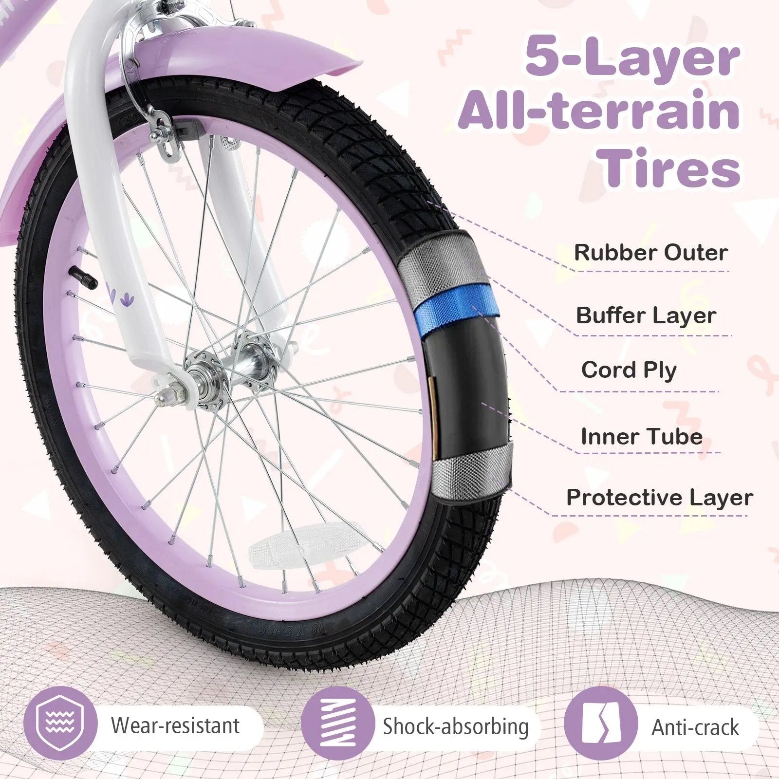 18 Inch Girl Bike with Basket with Detachable Training Wheels for 4-8 Years Old-18 inches by DirectDeals