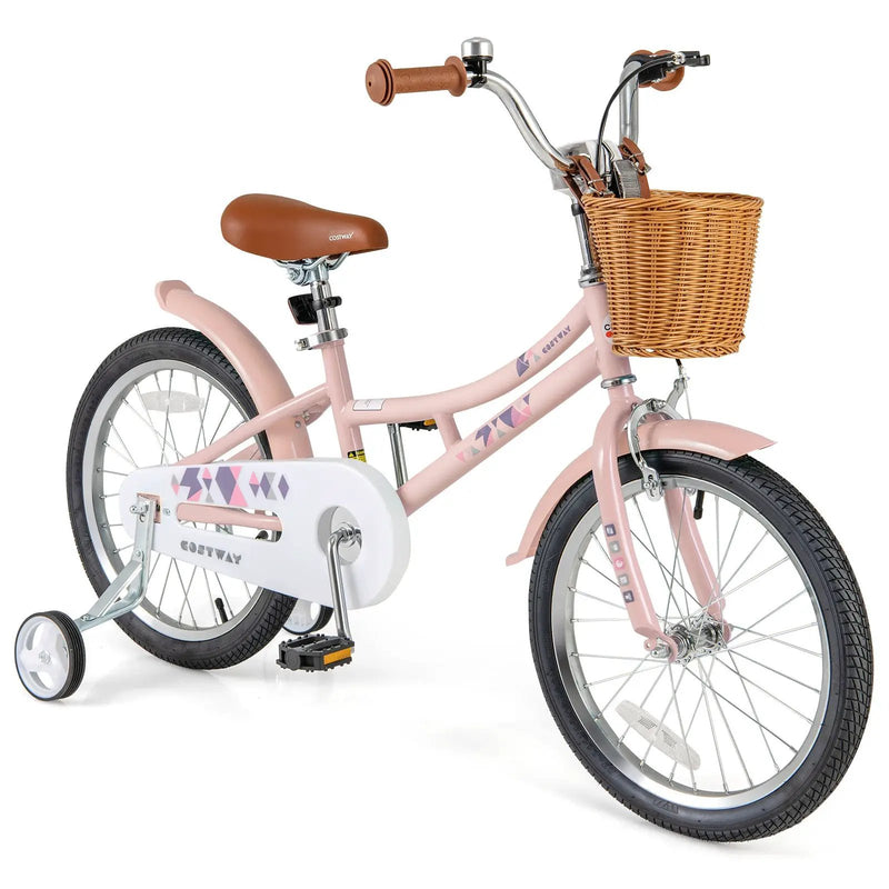 14 Inch Kids Bike Retro Bicycle with Adjustable Height and Basket for Ages 3-5 Years Old- by DirectDeals
