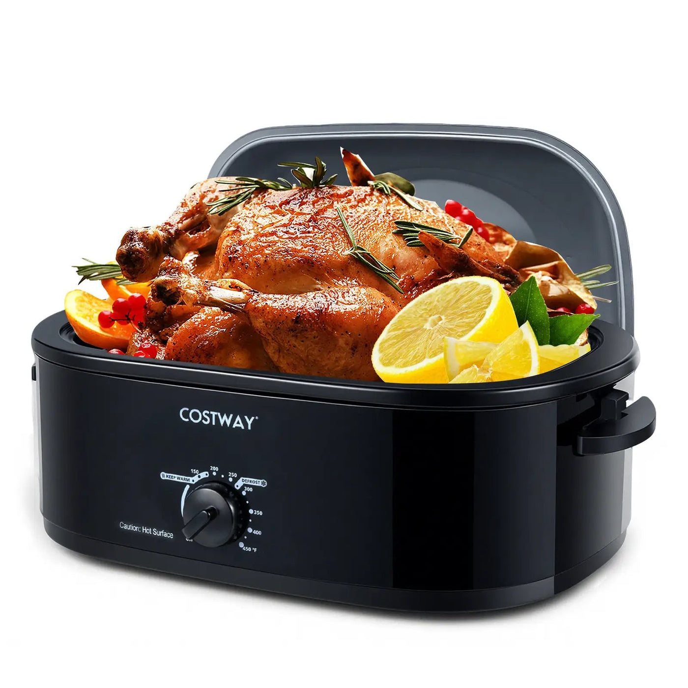 18QT Electric Roaster Oven with Self-Basting Lid Turkey Roaster with Removable Pan by DirectDeals