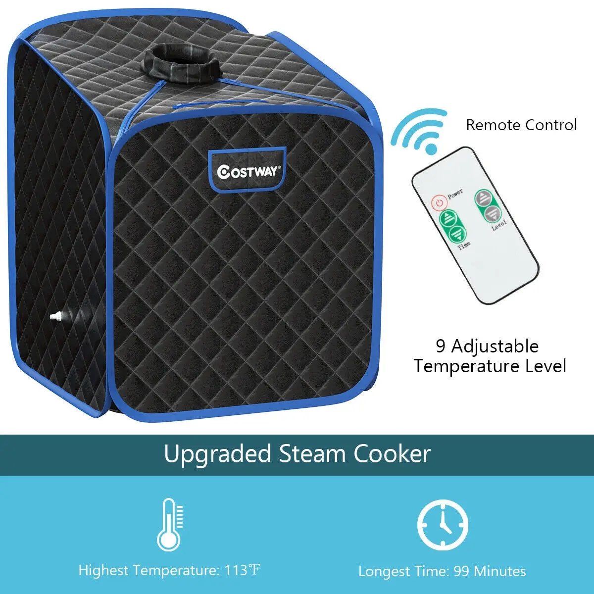 2L Portable Folding Steam Sauna Spa-Black by DirectDeals