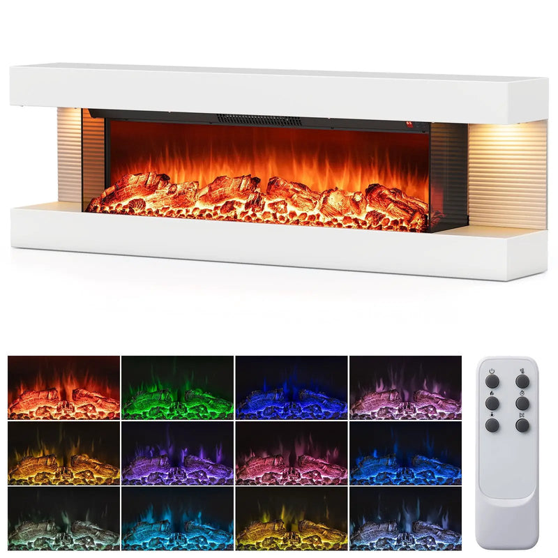 18/36 Inch 3-Sided Wall Mounted Electric Fireplace with 32/50 Inch Wide Floating Mantle by DirectDeals