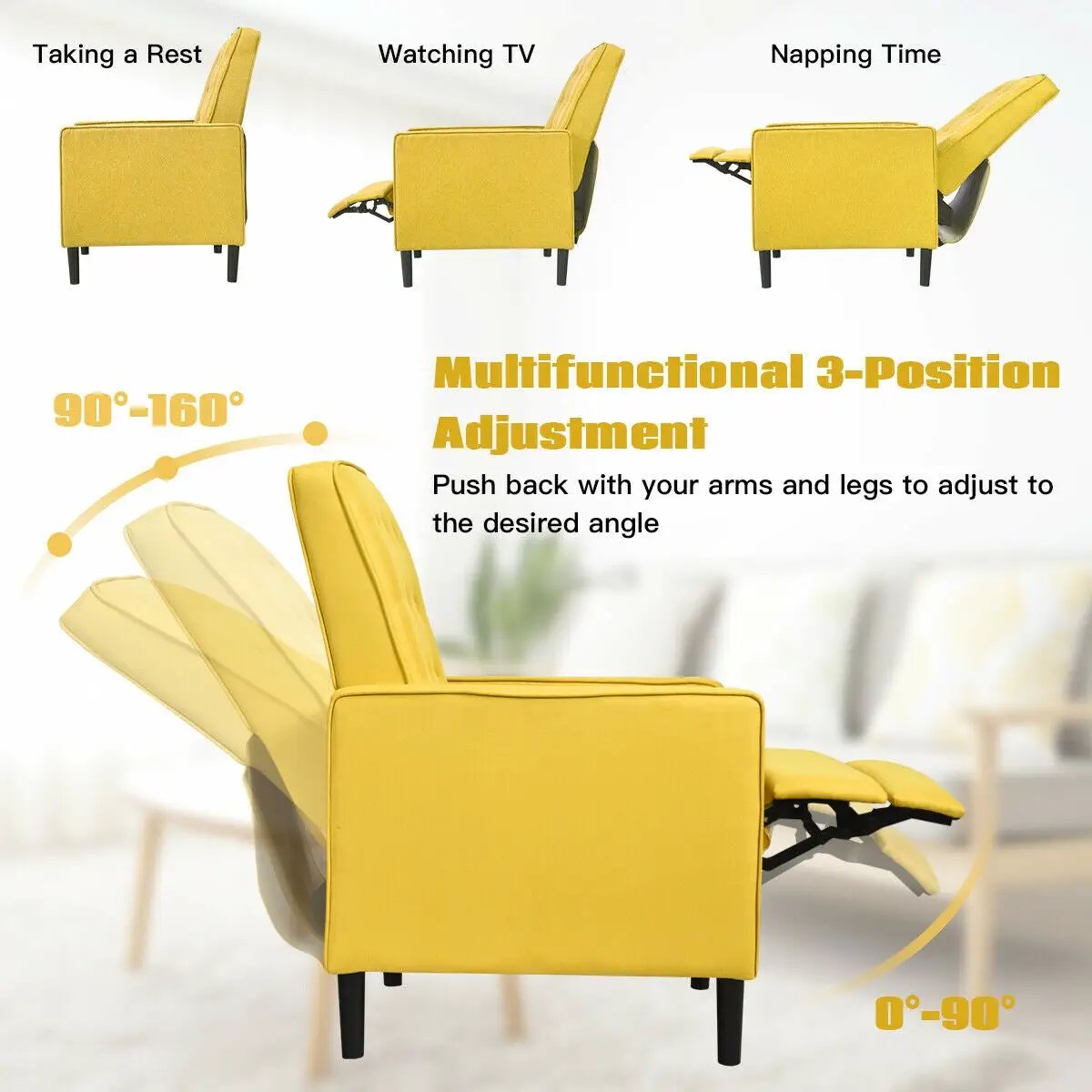 Mid-Century Push Back Recliner Chair by DirectDeals