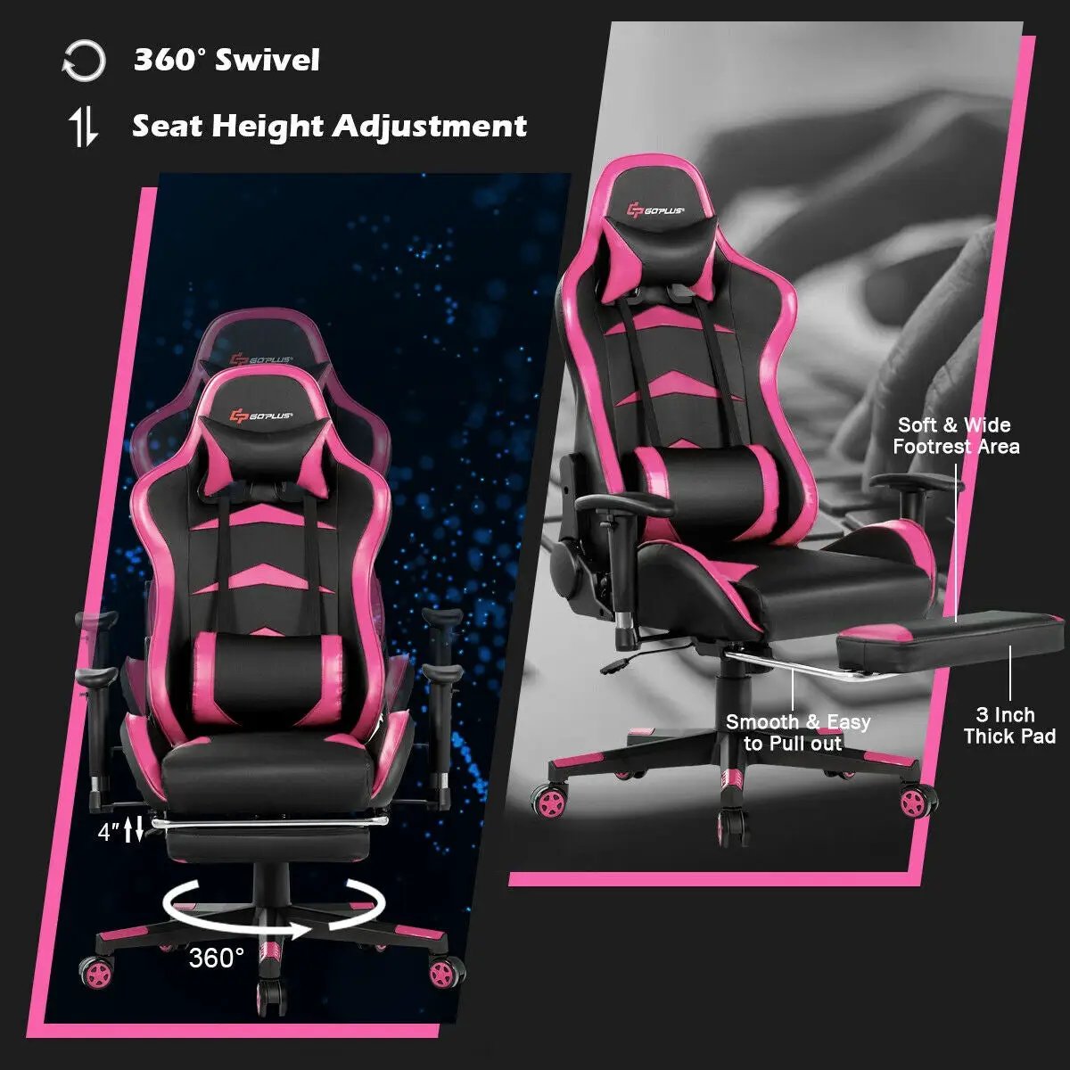 Massage Gaming Chair with Footrest, photo 2 of 11
