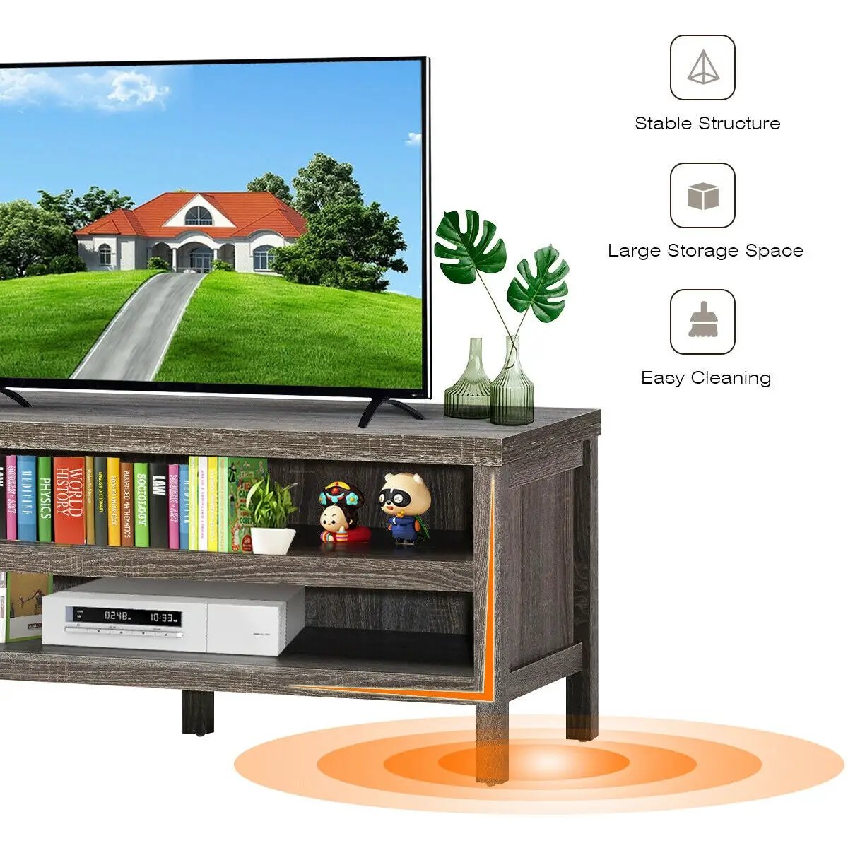 3-Tier TV Stand Console Cabinet for TV's up to 45 Inch with Storage Shelves by DirectDeals