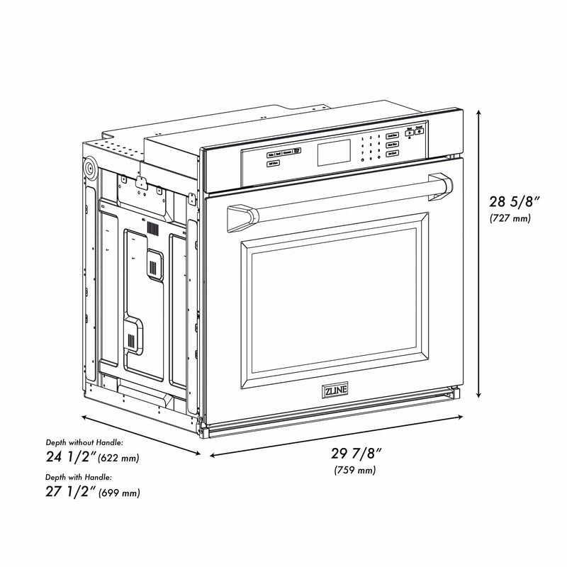 ZLINE 30 "Professional True Convection Single Wall Oven, Air Fry, Self Clean, Stainless Steel WAS-30 by Farmhouse Kitchen and Bath