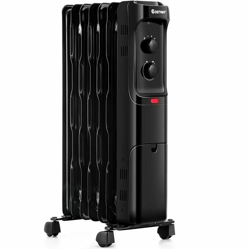 1500W Oil Filled Portable Radiator Space Heater with Adjustable Thermostat by DirectDeals