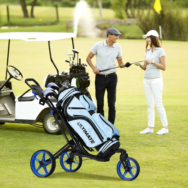 Folding Golf Push Cart with Scoreboard Adjustable Handle Swivel Wheel by DirectDeals