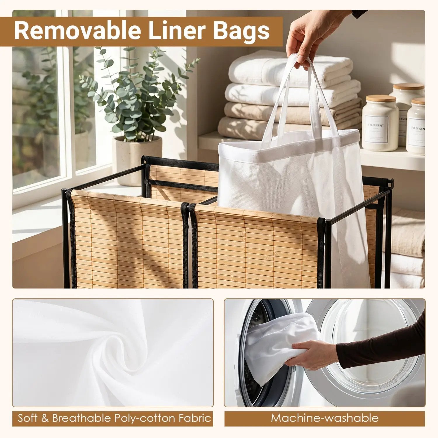 2-Section Laundry Hamper with Lid and Wheels, 18.5 Gal by DirectDeals