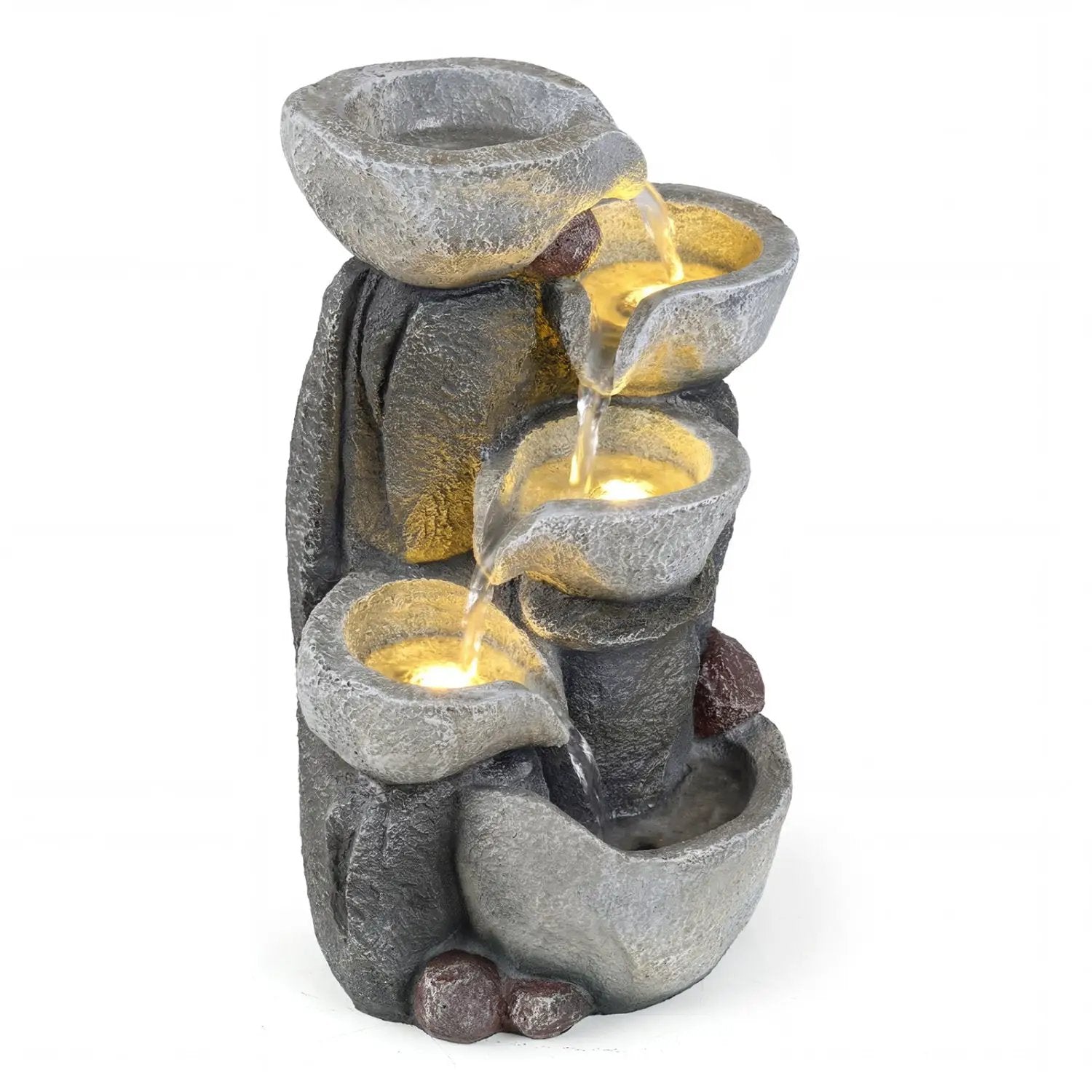 5-Tier Outdoor Water Fountain with LED Lights 17.5 Inch H for Patio Deck by DirectDeals