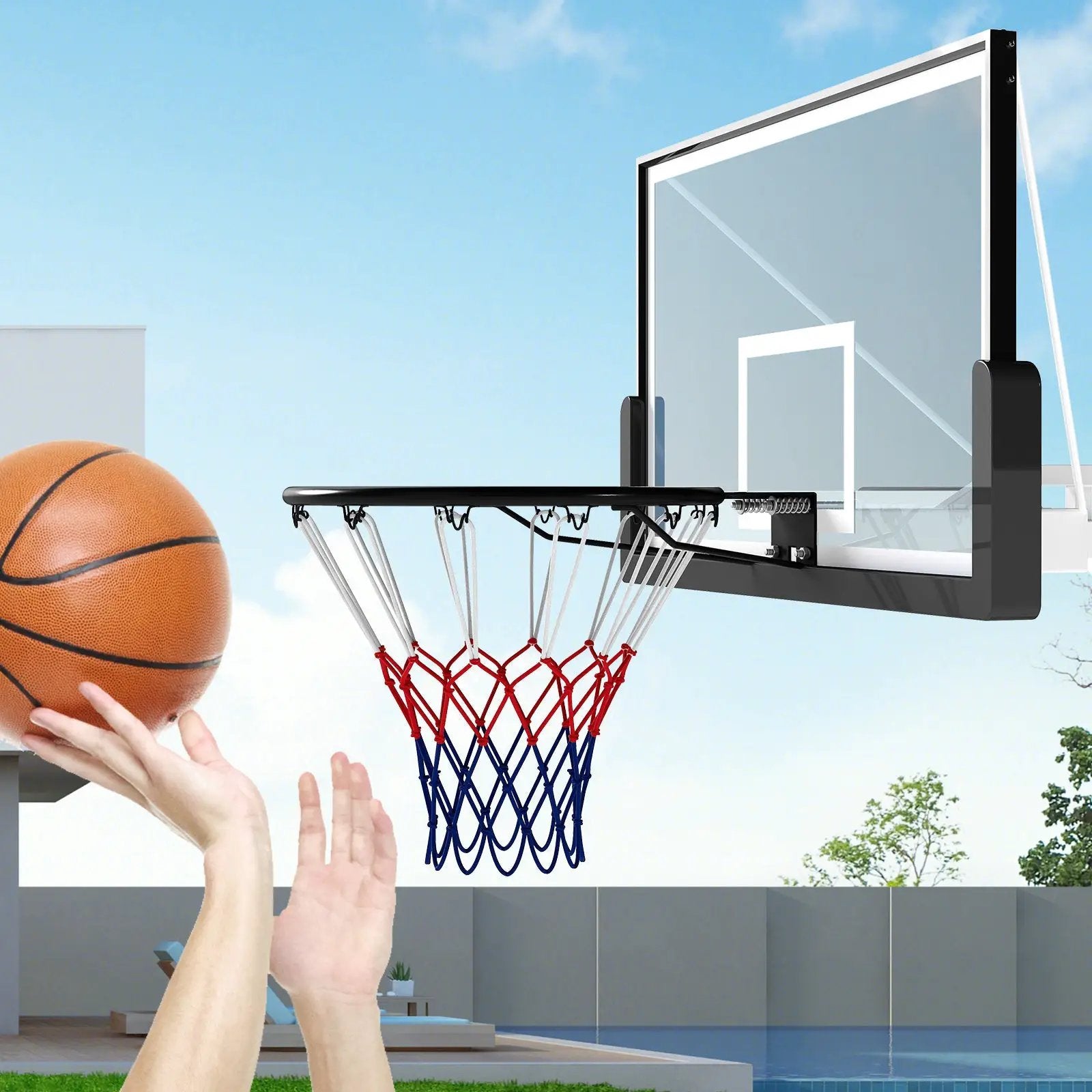 18" Basketball Rim Heavy Duty Wall Mounted Basketball Rim Goal Replacement by DirectDeals