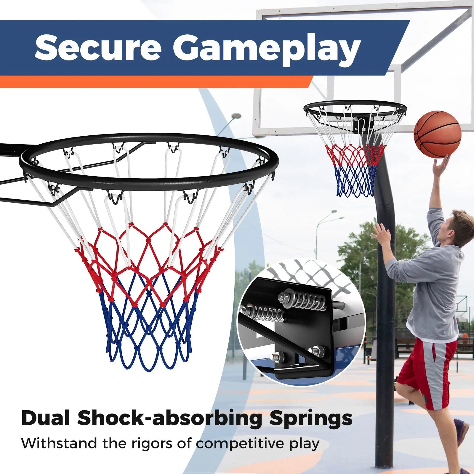 18" Basketball Rim Heavy Duty Wall Mounted Basketball Rim Goal Replacement by DirectDeals
