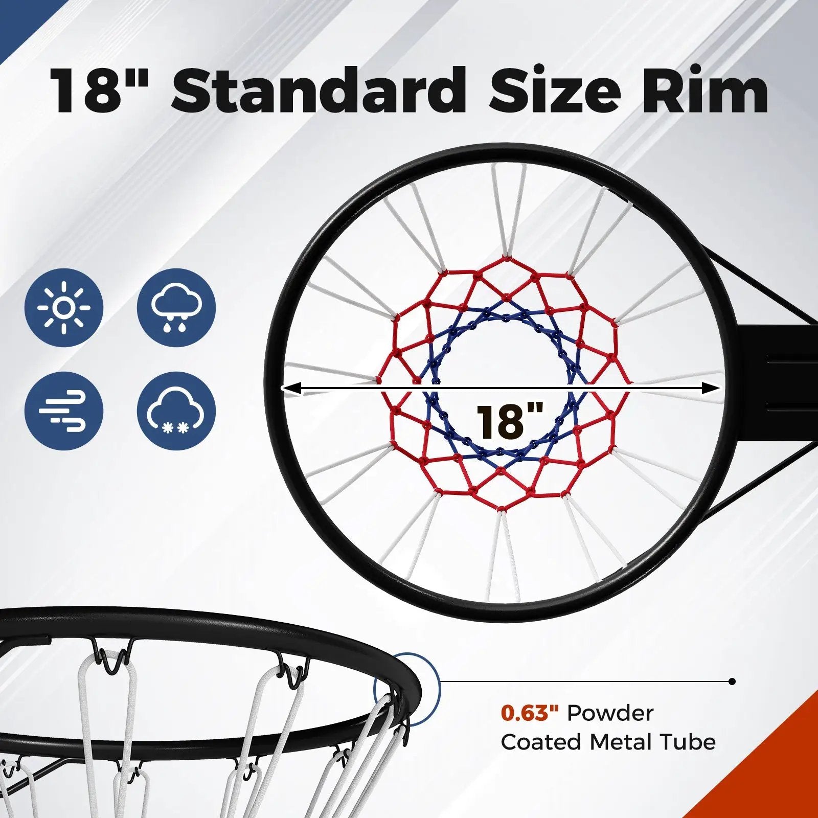 18" Basketball Rim Heavy Duty Wall Mounted Basketball Rim Goal Replacement by DirectDeals