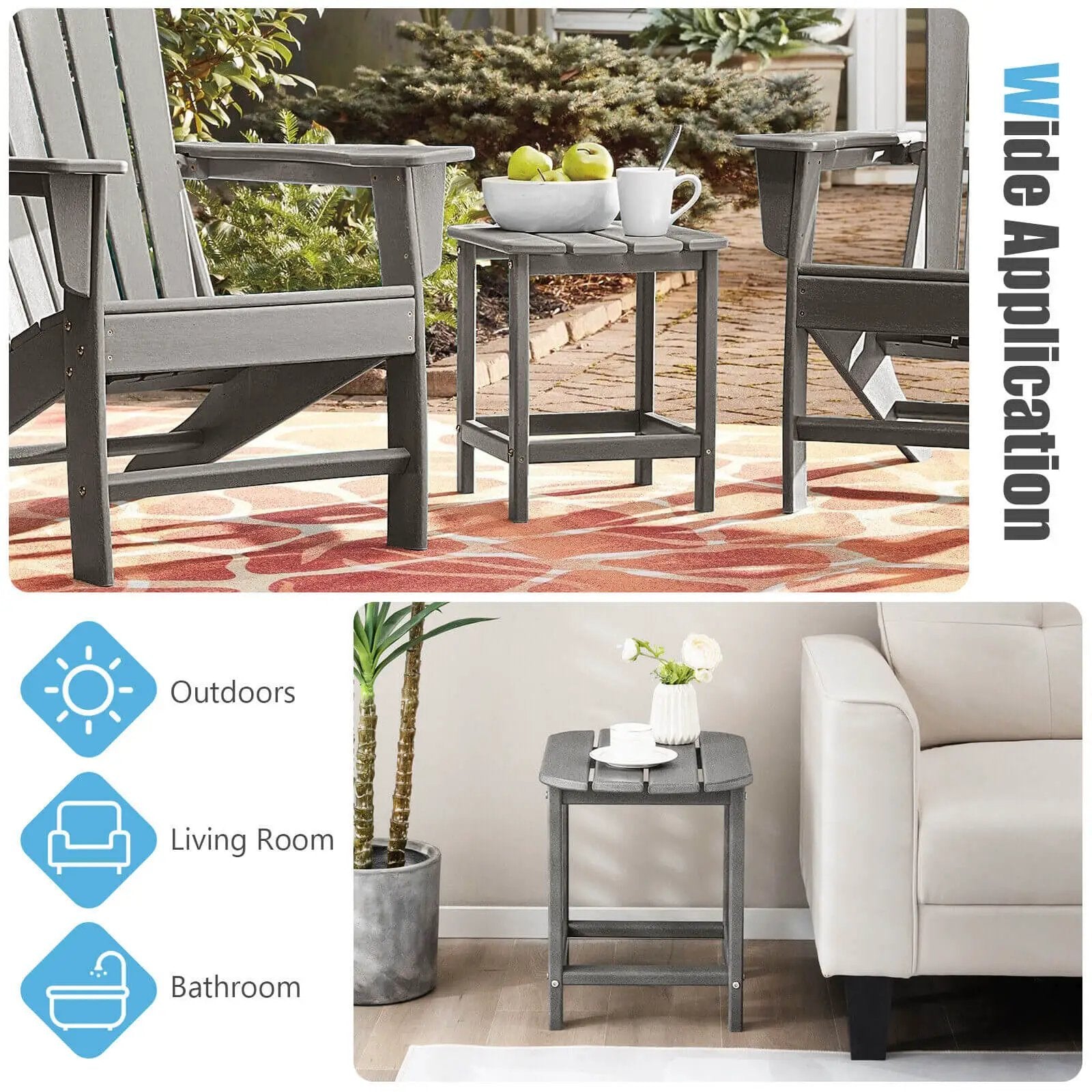 18 Inch Weather Resistant Side Table for Garden Yard Patio by DirectDeals