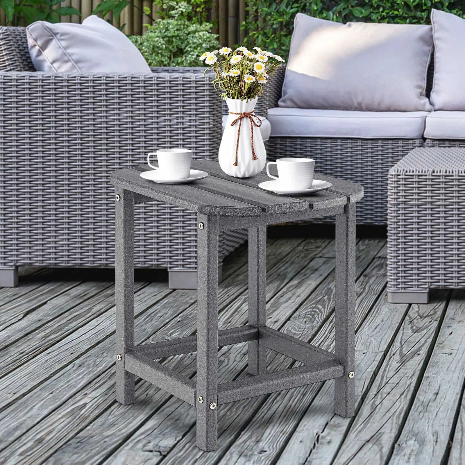18 Inch Weather Resistant Side Table for Garden Yard Patio by DirectDeals