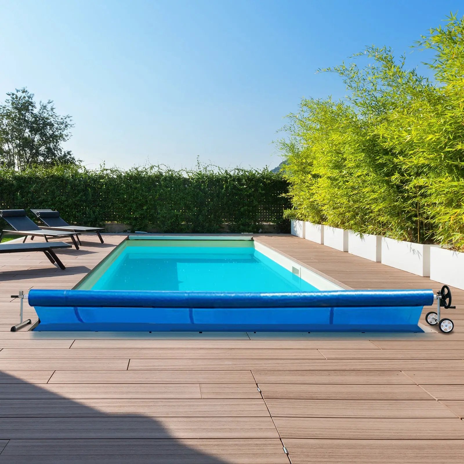 18 Ft Pool Cover Reel Set Aluminum In-ground Swimming Solar Cover Reel by DirectDeals
