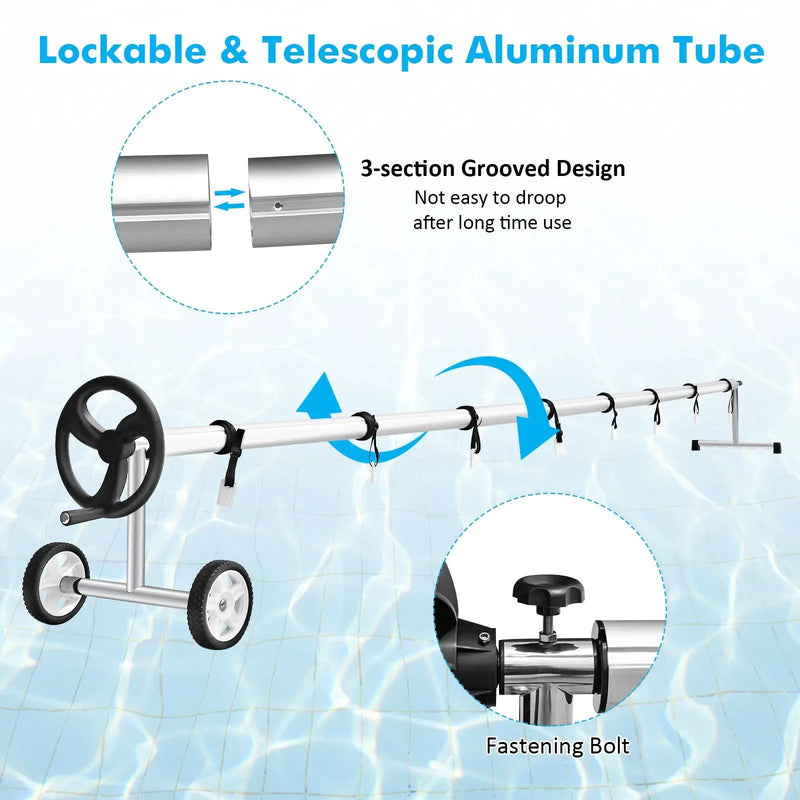 18 Ft Pool Cover Reel Set Aluminum In-ground Swimming Solar Cover Reel by DirectDeals