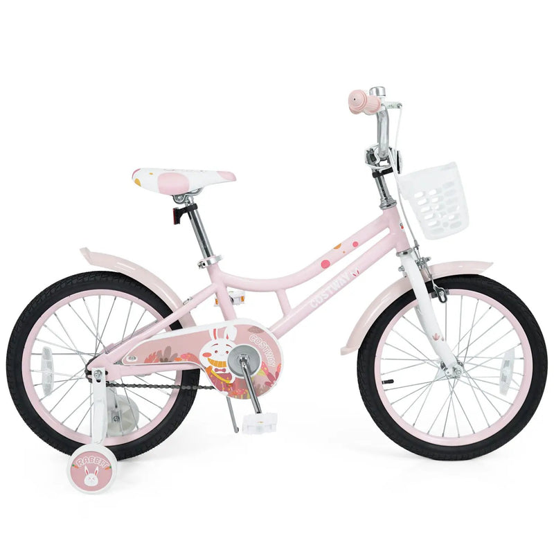 18 Inch Kids Bike with Training Wheels and Front Basket by DirectDeals