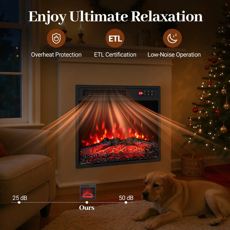 18 Inch Electric Fireplace Insert with Remote Control and 7 Realistic Flame Colors by DirectDeals