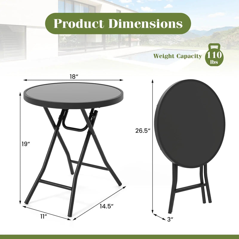 18 Inch Folding Side Table Patio Round Compact Coffee Table by DirectDeals