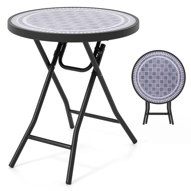 18 Inch Folding Side Table Patio Round Compact Coffee Table by DirectDeals