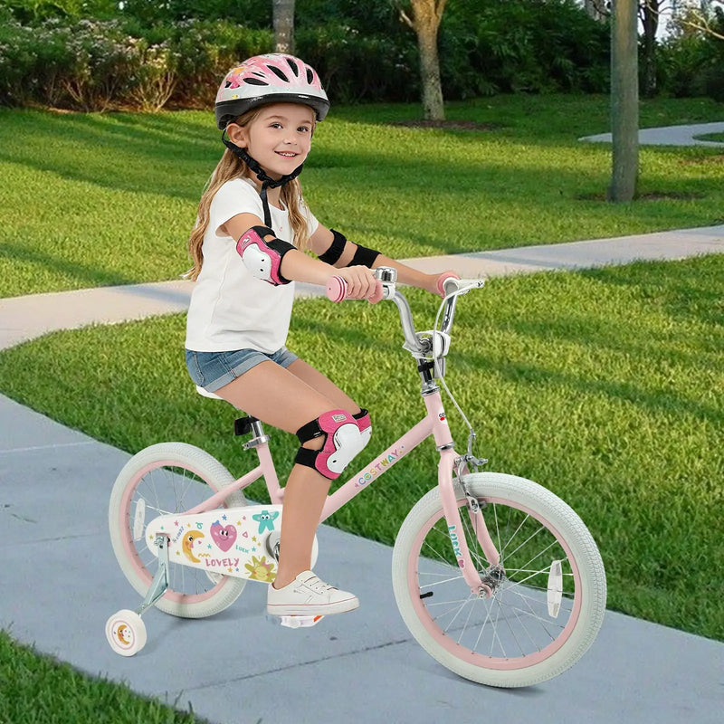 Kids Bike 12-18 Inch with Training Wheels - Pink Stars & Moon by DirectDeals