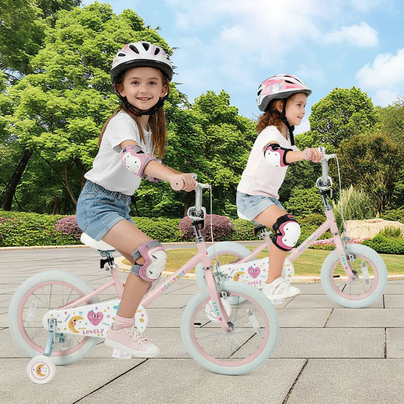 Kids Bike 12-18 Inch with Training Wheels - Pink Stars & Moon by DirectDeals