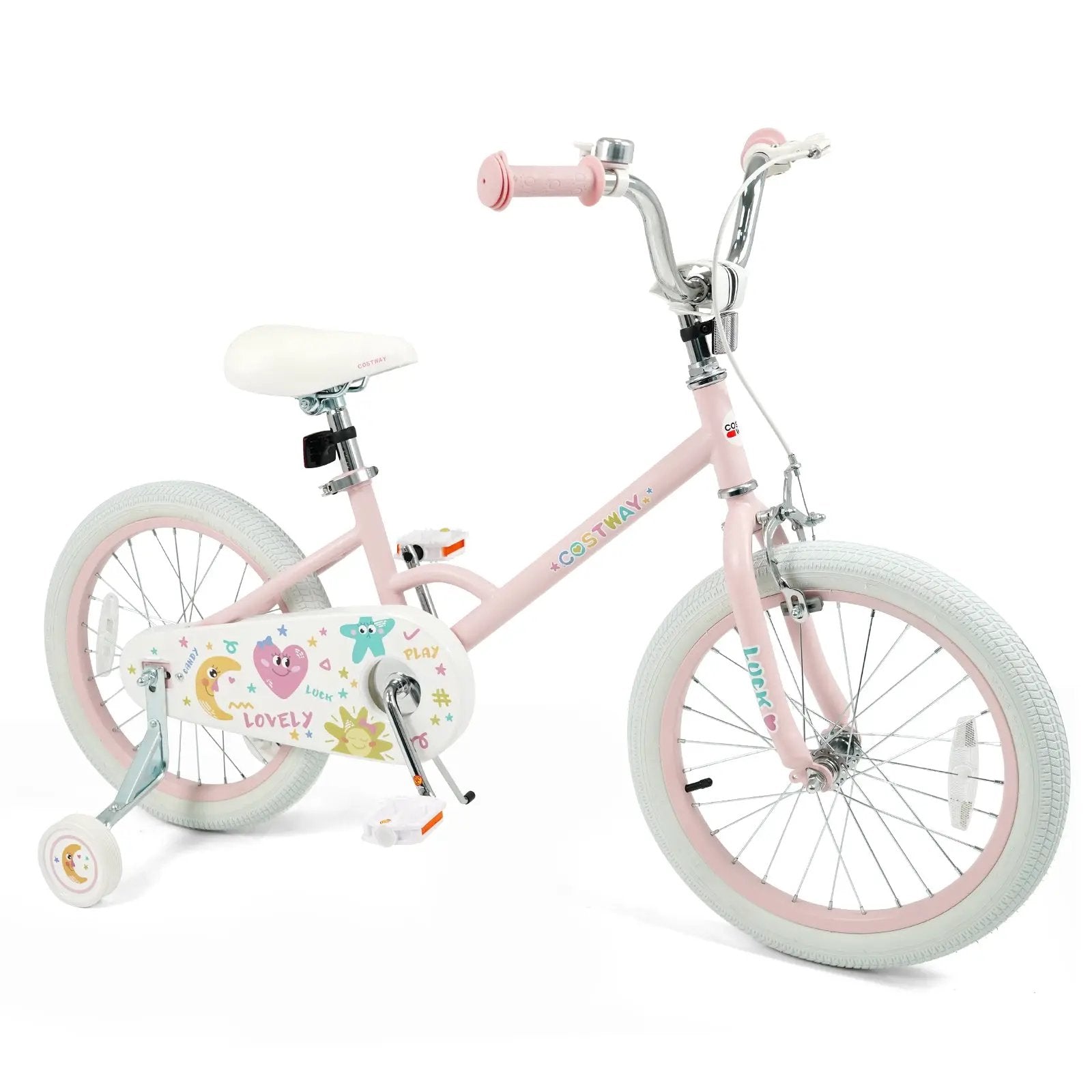 Kids Bike 12-18 Inch with Training Wheels - Pink Stars & Moon by DirectDeals