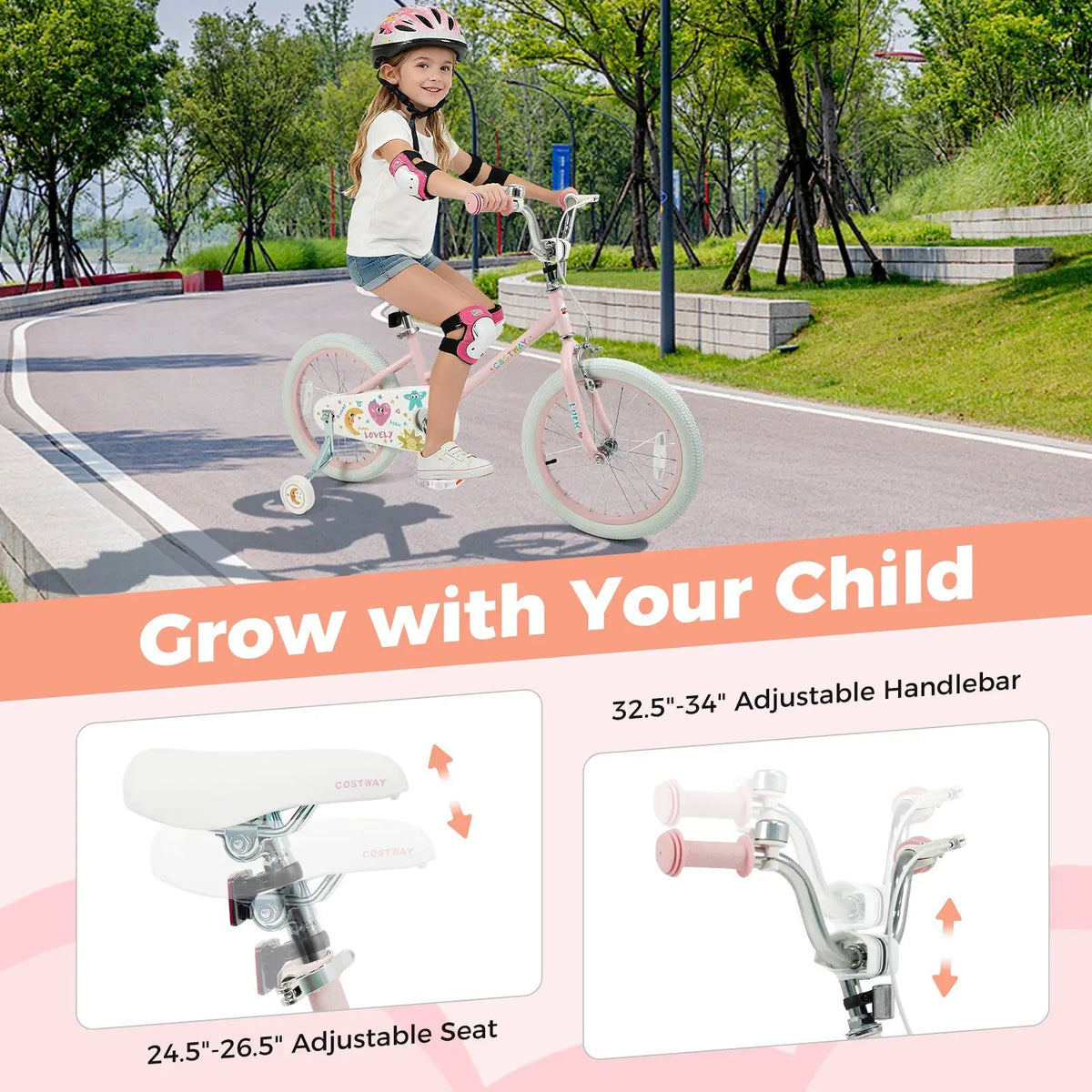 Kids Bike 12-18 Inch with Training Wheels - Pink Stars & Moon, photo 30 of 32