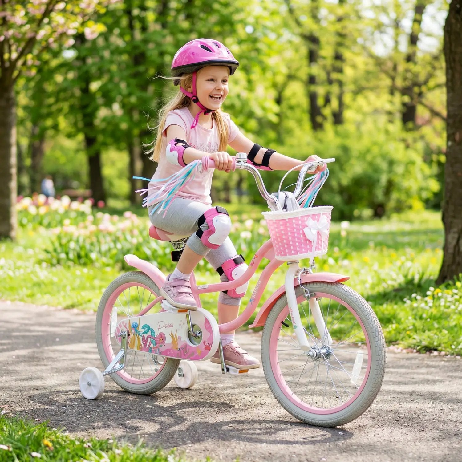 18-Inch Kids Bike Adjustable with Basket and Streamers Pink by DirectDeals