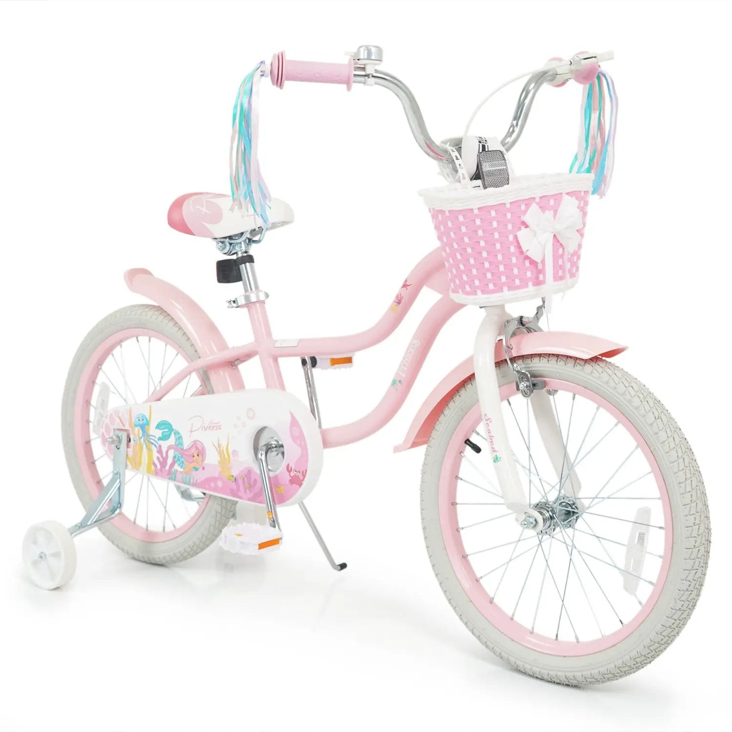 18-Inch Kids Bike Adjustable with Basket and Streamers Pink by DirectDeals