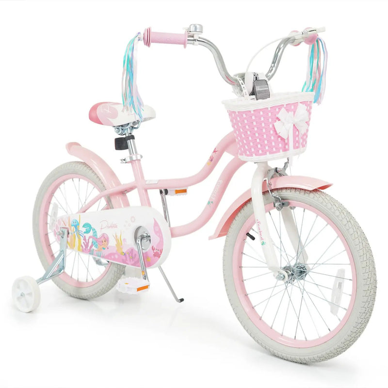 18-Inch Kids Bike Adjustable with Basket and Streamers Pink by DirectDeals