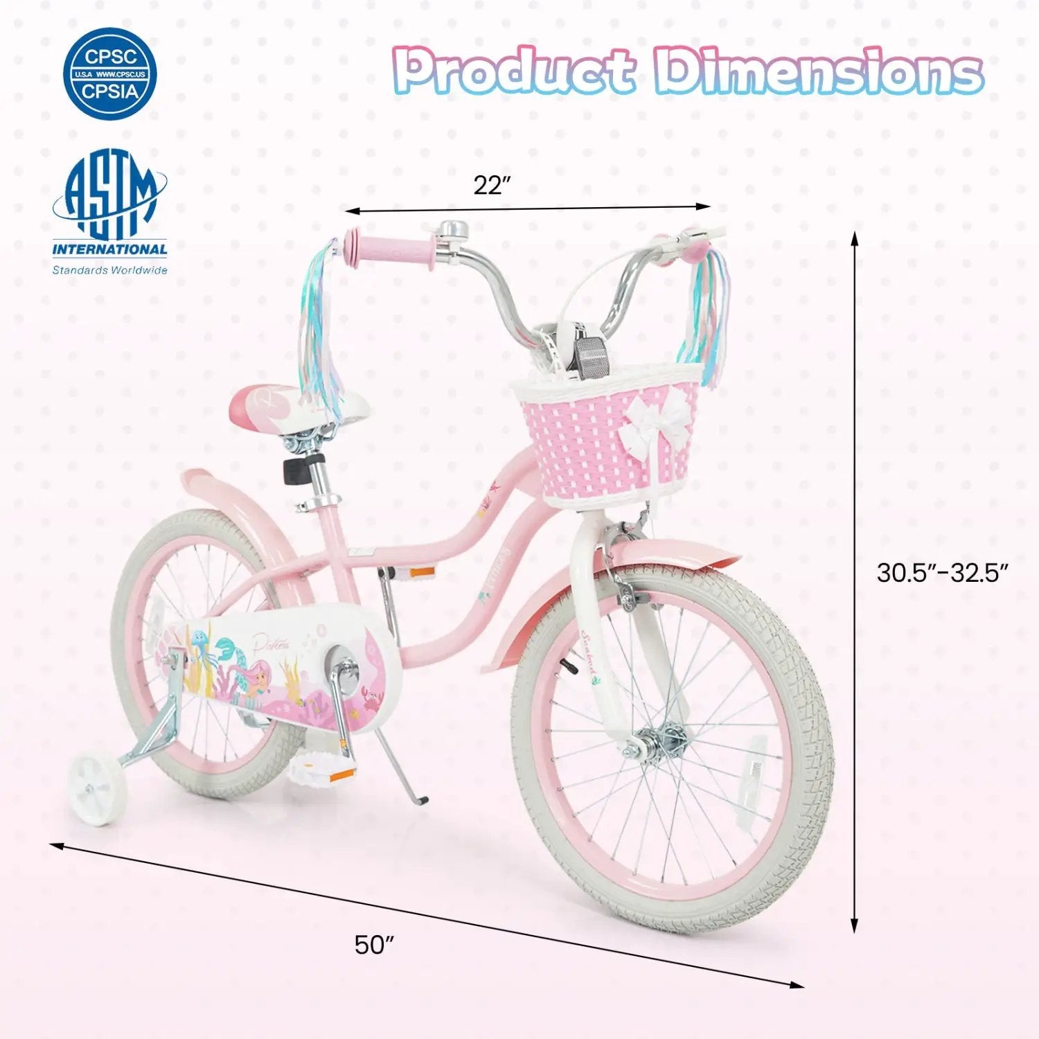 18-Inch Kids Bike Adjustable with Basket and Streamers Pink by DirectDeals