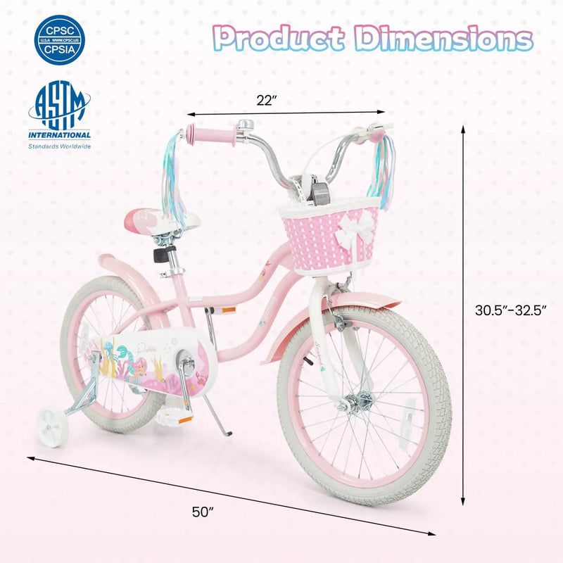 18-Inch Kids Bike Adjustable with Basket and Streamers Pink by DirectDeals
