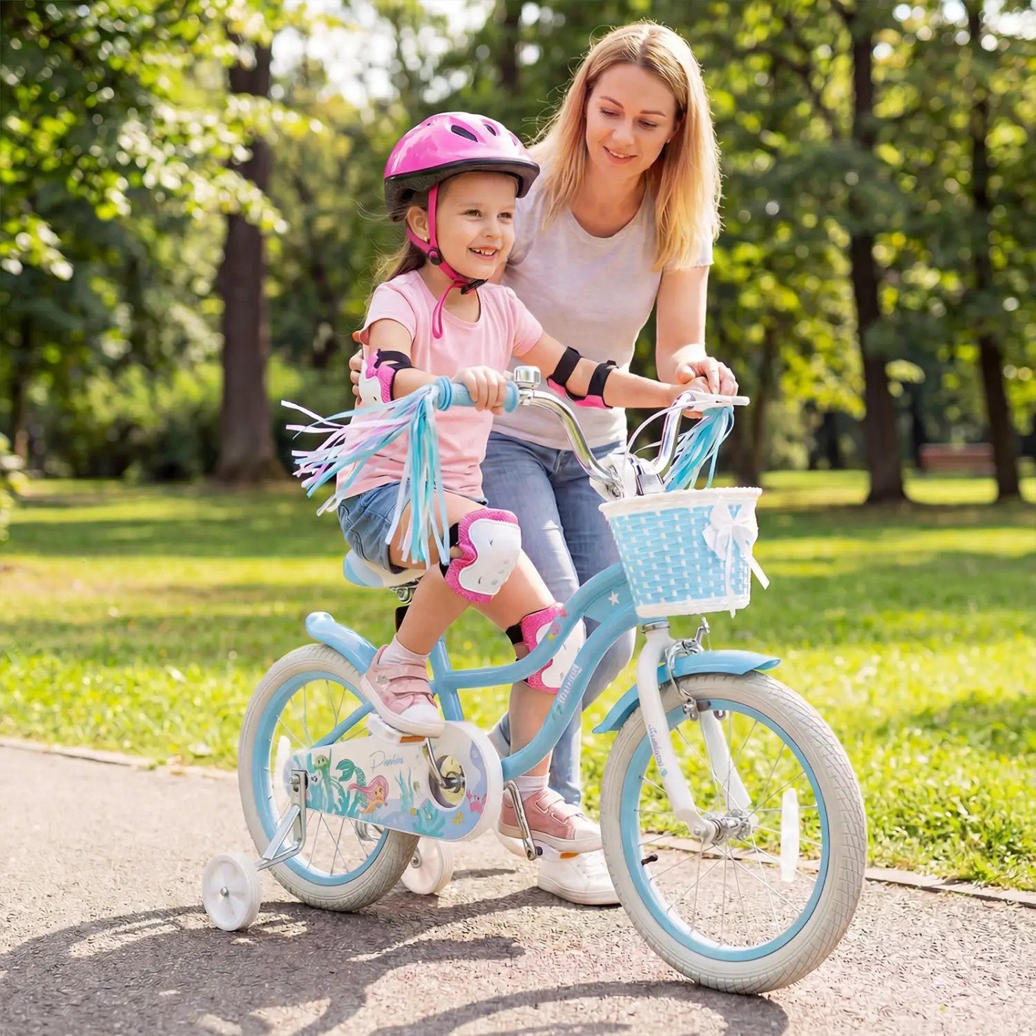 Kids Bike 12-20 Inch with Training Wheels & Basket by DirectDeals
