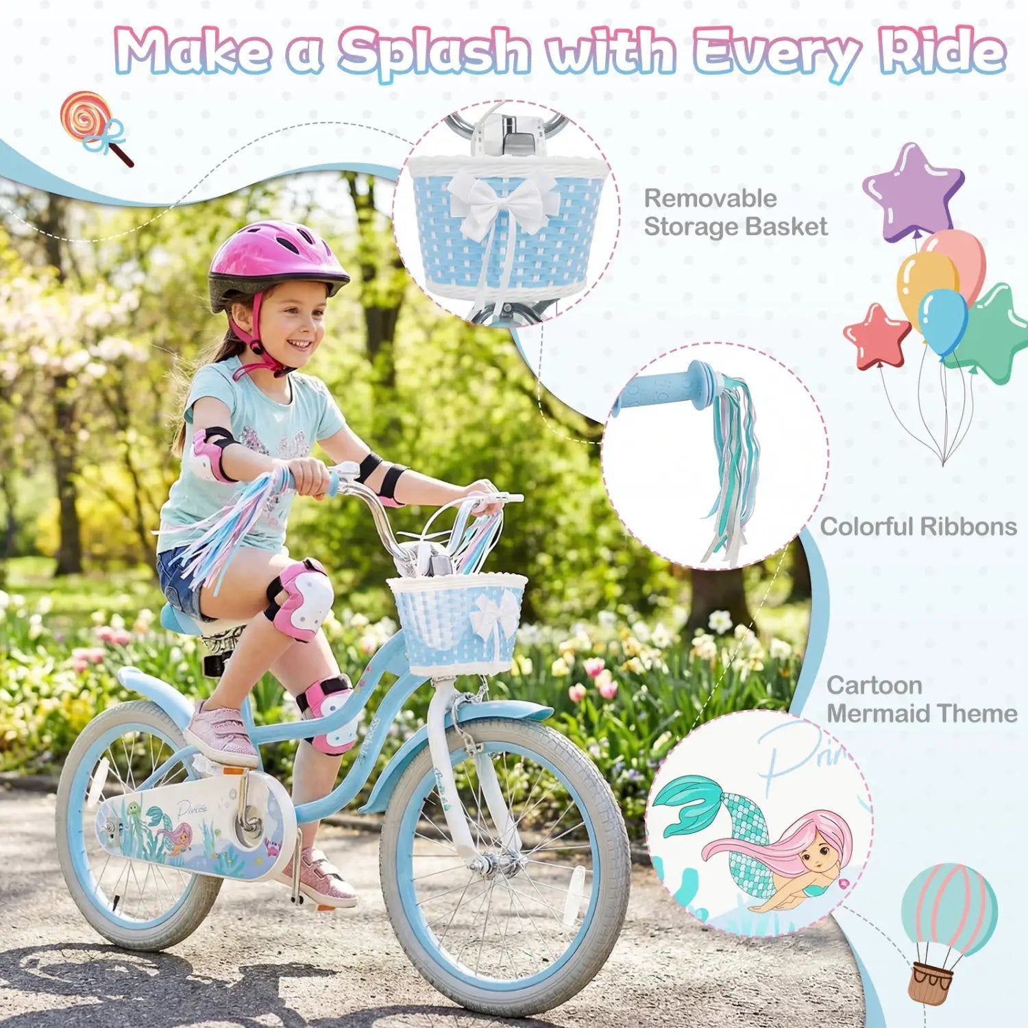 Kids Bike 12-20 Inch with Training Wheels & Basket by DirectDeals