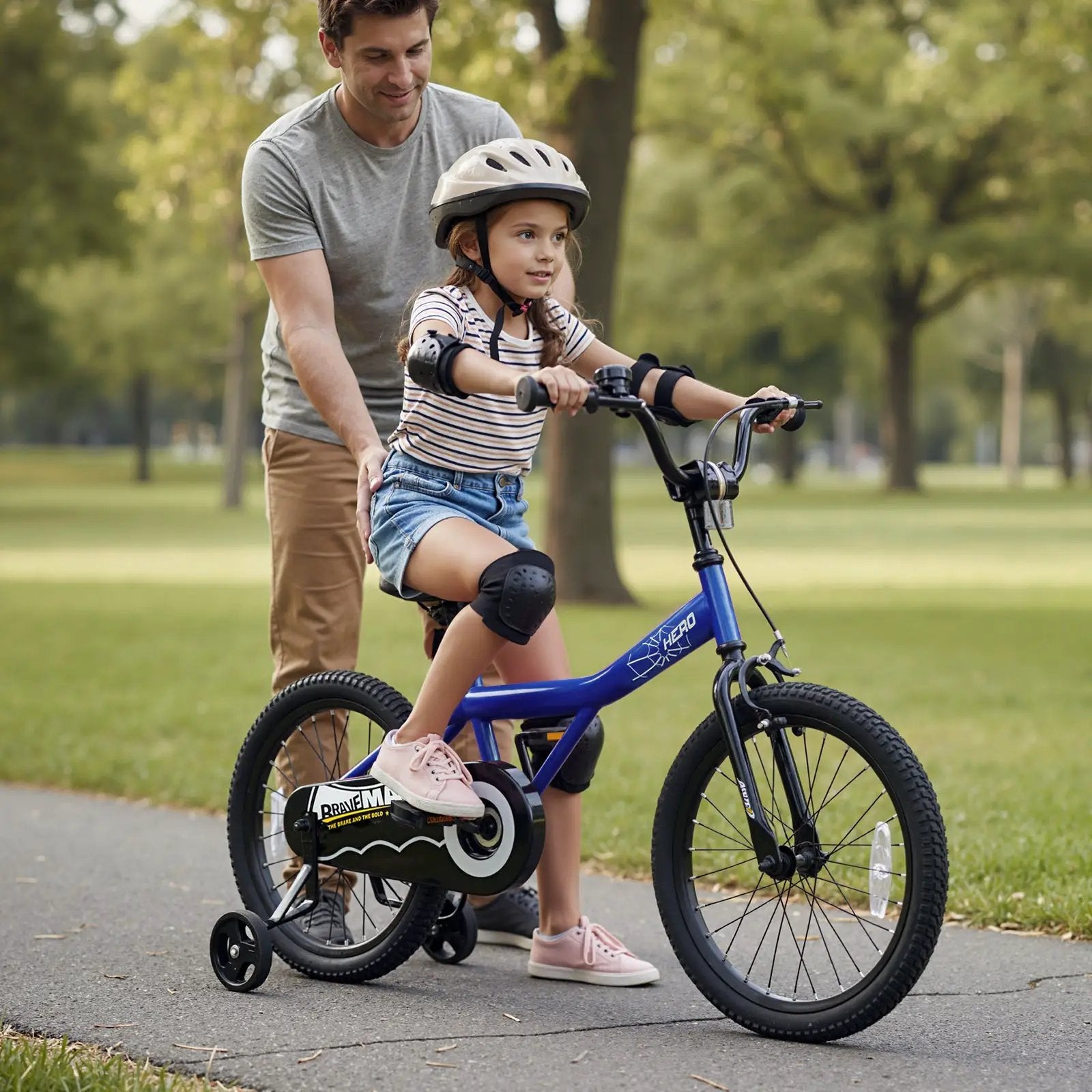 Kids Bike 14-Inch with Removable Training Wheels Navy by DirectDeals