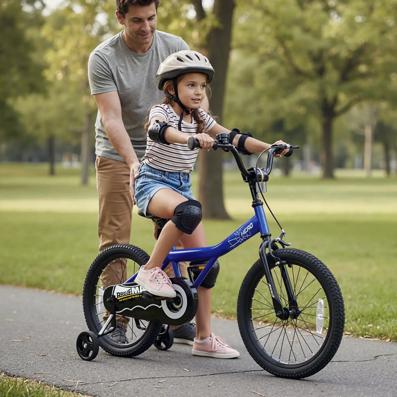 Kids Bike 14-Inch with Removable Training Wheels Navy by DirectDeals