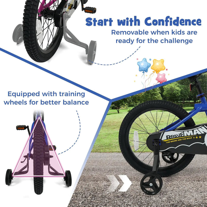 Kids Bike 14-Inch with Removable Training Wheels Navy by DirectDeals