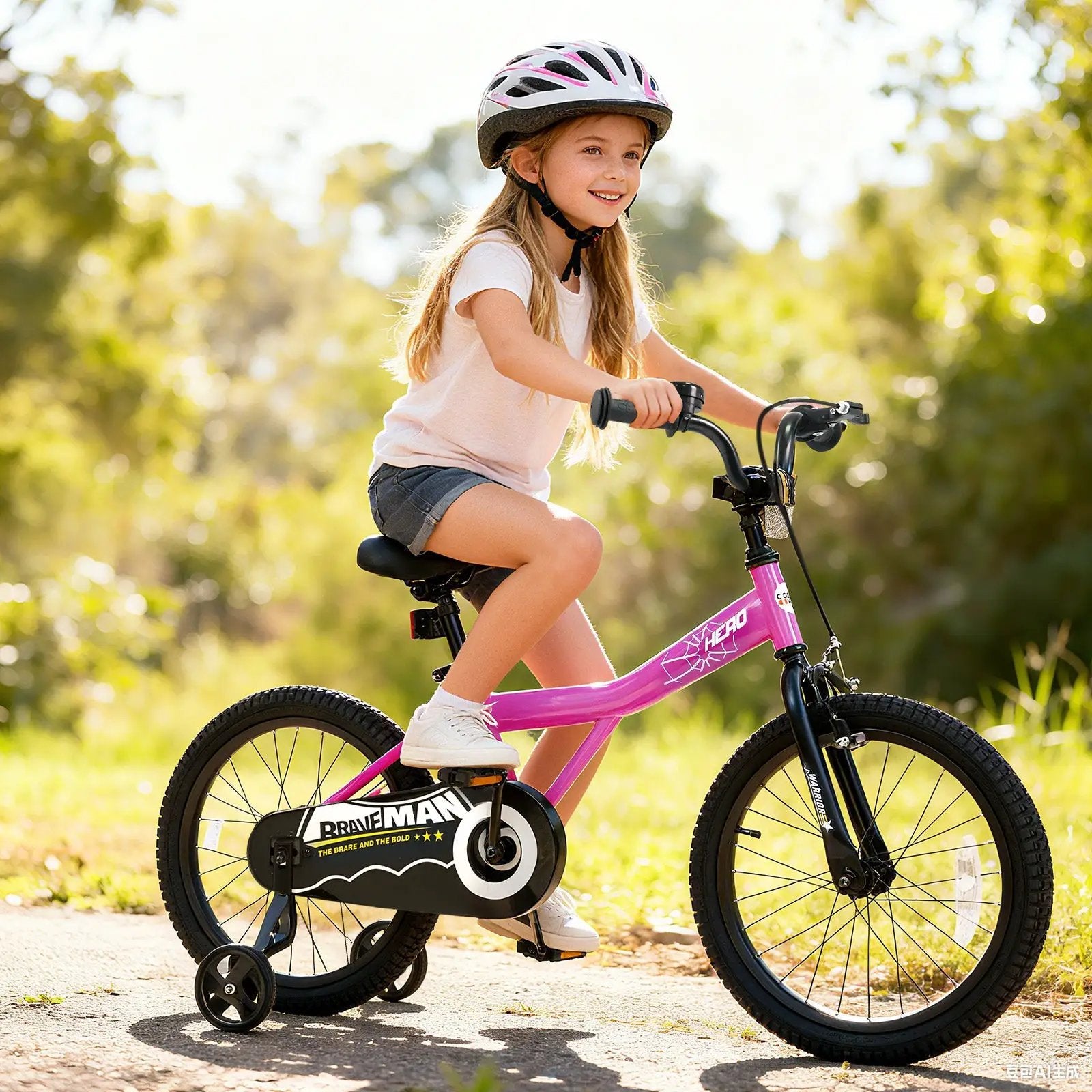 Kids Bike 14-Inch with Removable Training Wheels Pink by DirectDeals