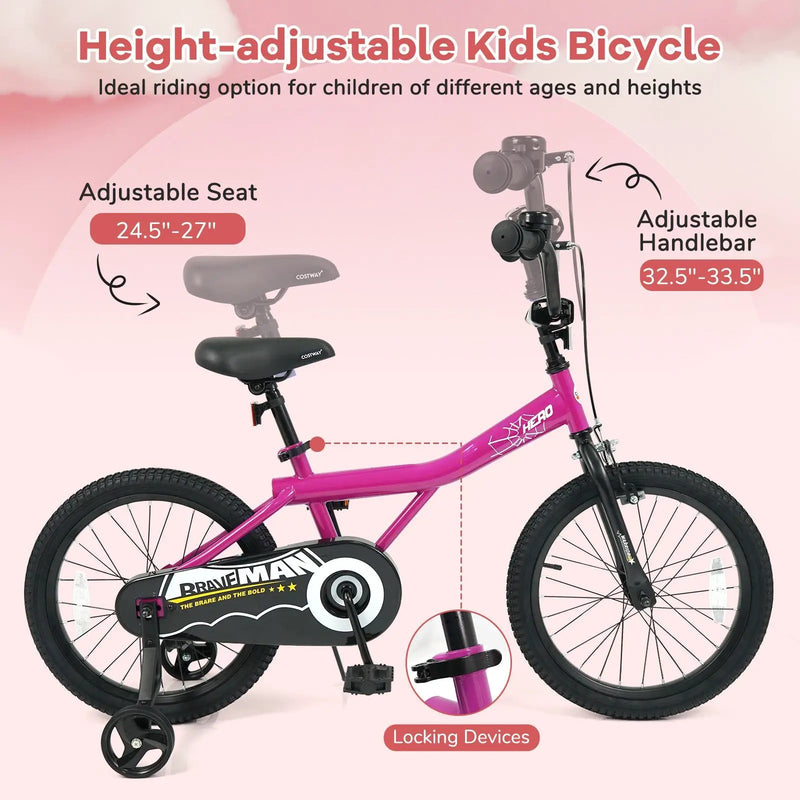 Kids Bike 14-Inch with Removable Training Wheels Pink by DirectDeals